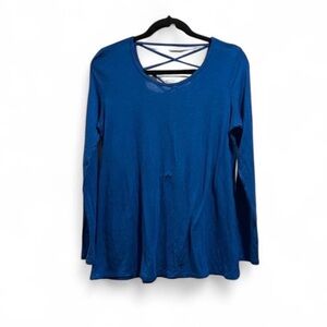 GG Collection Crisscross Back Blue Long Sleeve Top